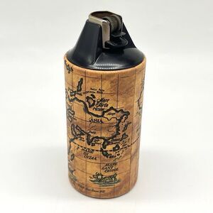Vintage 1970s Gillette Cricket Table Top Lighter Holder Cover Mariners World Map
